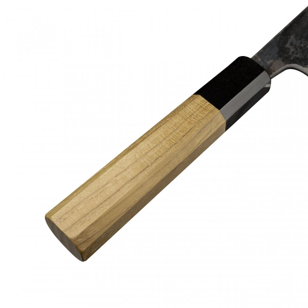 Hatsukokoro Hatsukokoro Kumokage Blue2 Kurouchi Damascus Nakiri With Teak Handle 3 Hatsukokoro Hatsukokoro Kumokage Blue2 Kurouchi Damascus Nakiri With Teak Handle - Image 3