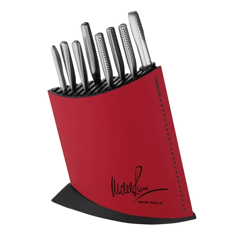 Michel Roux Jnr Global 10 Piece MRJ Knife Block Set In Red 1 Michel Roux Jnr Global 10 Piece MRJ Knife Block Set In Red