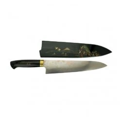 Takeshi Saji Takeshi Saji Makie -Art R2 AOGAMI NO.2 Coloured Damascus Japanese Chef's Gyuuto Knife 240mm With Urushi Laquered Saya And Handle FUJI On Lake -Knife Sales Store takeshi saji makie art r2 aogami no 2 coloured damascus japanese chefs gyuuto knife 240mm with urushi laquered saya and handle fuji on lake p2120 12033 image