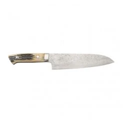 Takeshi Saji Takeshi Saji R2 Damascus Diamond-finish Santoku With Deer Horn Handle (Ethically Sourced)